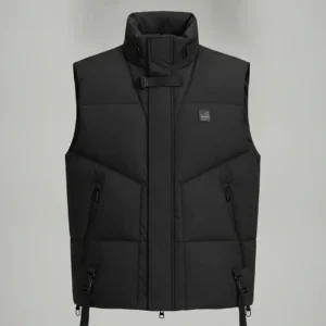 Quilted puffer vest in matte black